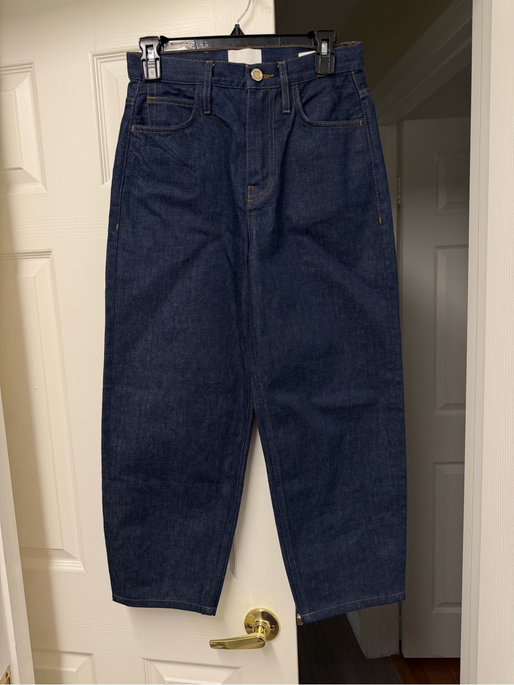 FRAME Le Italien Barrel Jeans Rinse Dark Wash Cotton Denim Size 26 - Picture 2 of 12